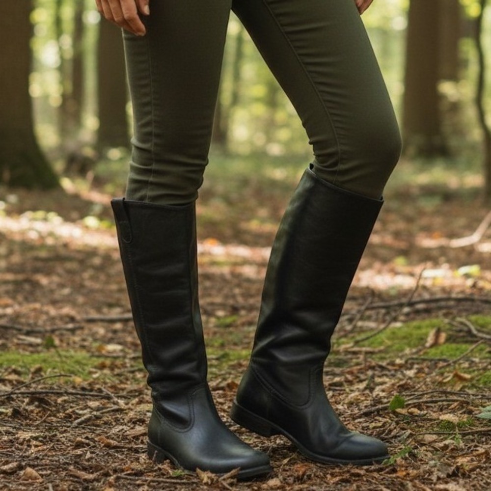 GIGA Italy Tall Black Leather Riding Boot EU 40 US 9.5 Made in Romania Knee High